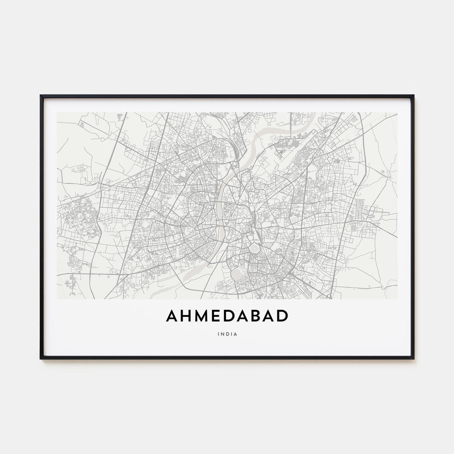 Ahmedabad Map Landscape Poster