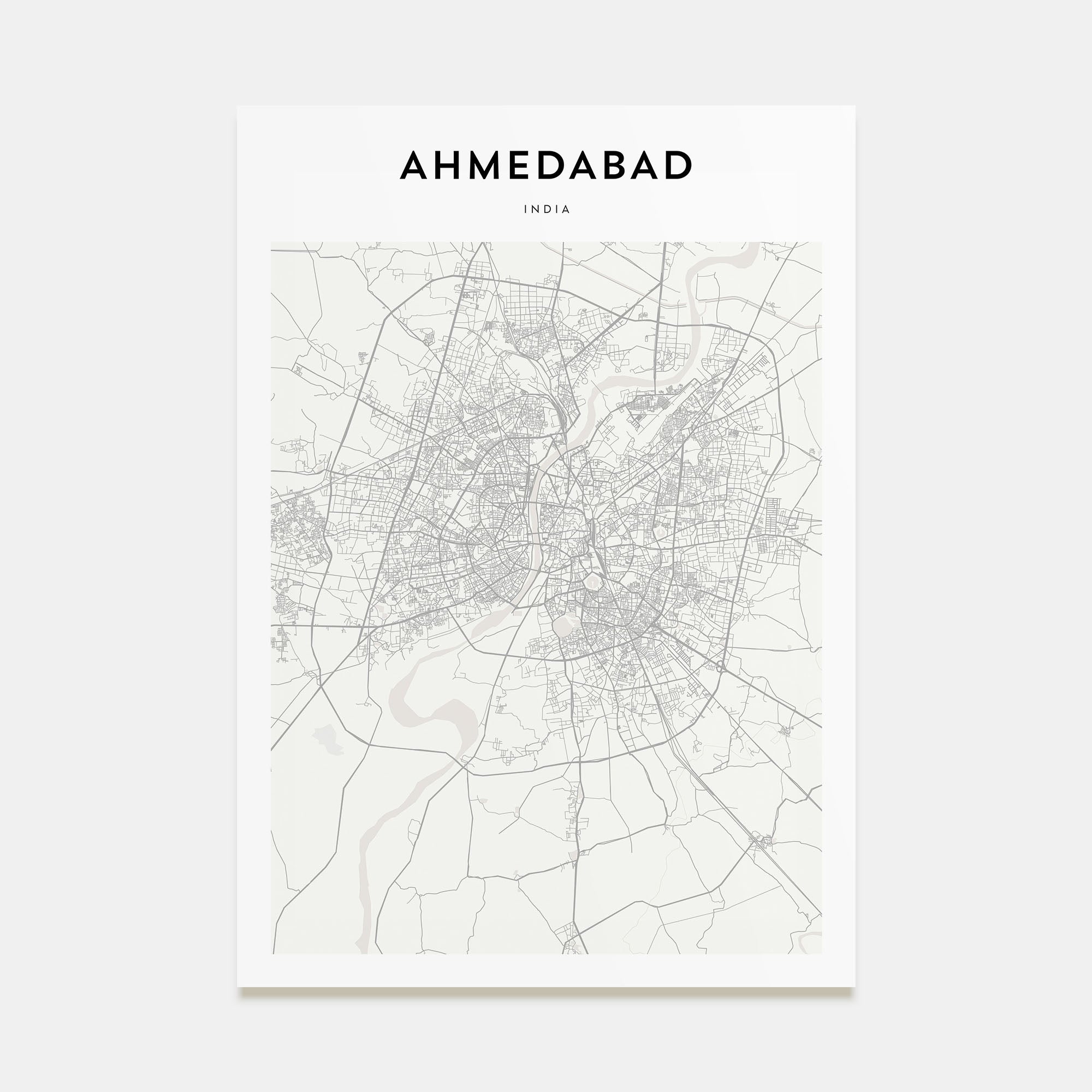 Ahmedabad Map Portrait Poster