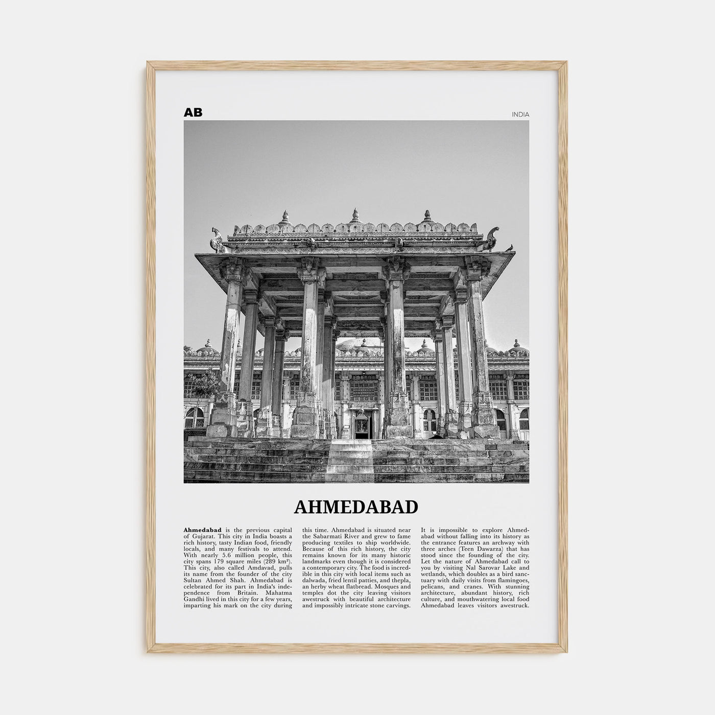 Ahmedabad Travel B&W Poster