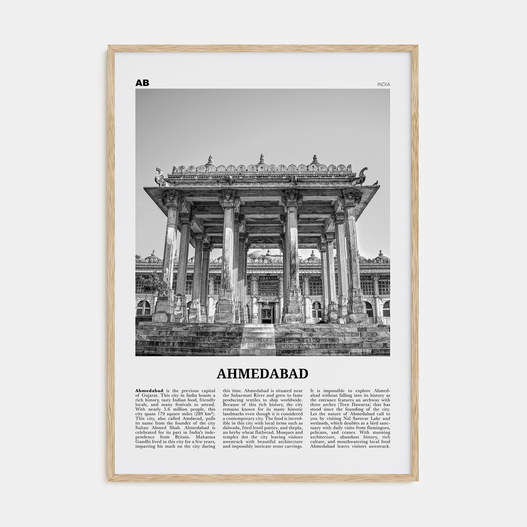 Ahmedabad Travel B&W Poster