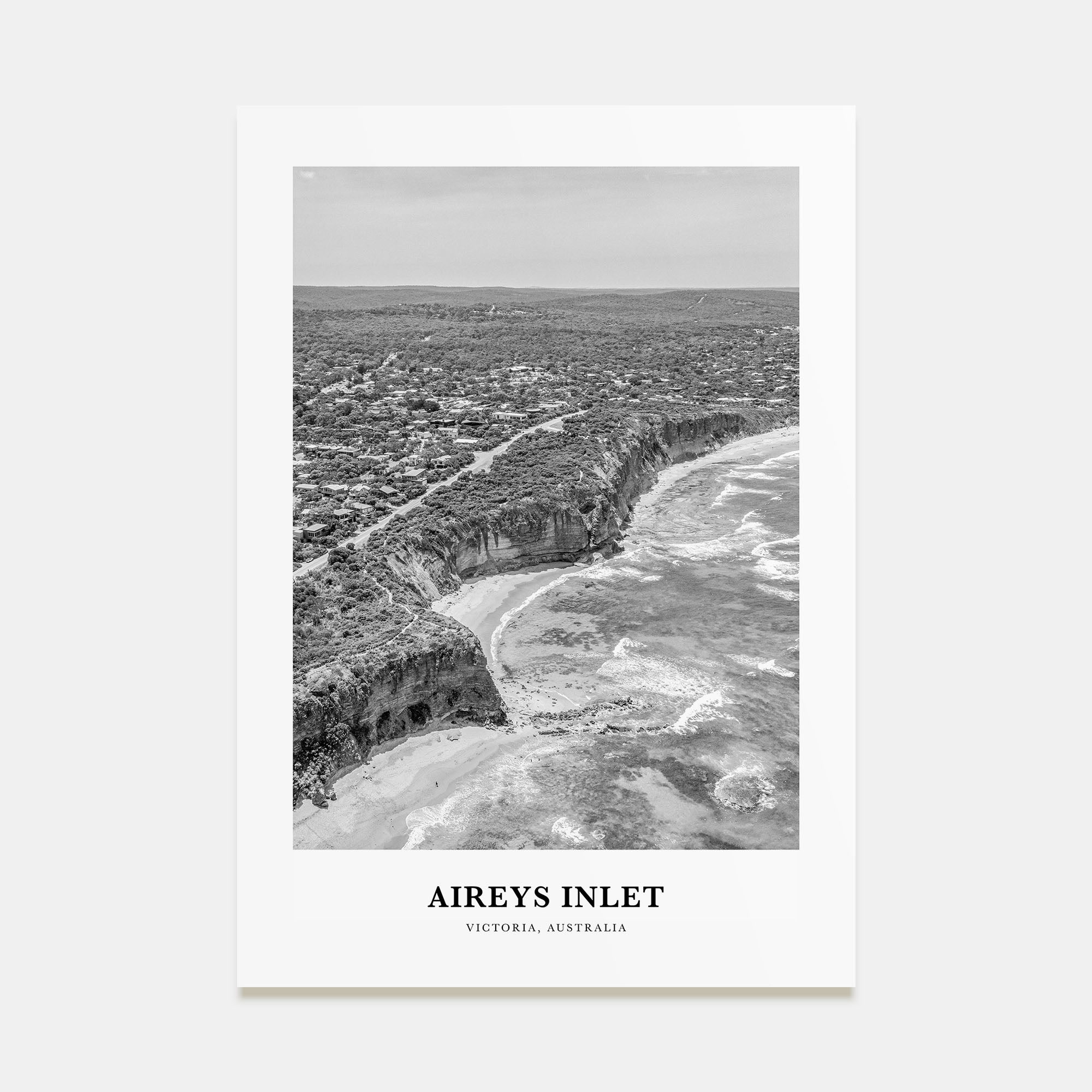 Aireys Inlet Portrait B&W Poster