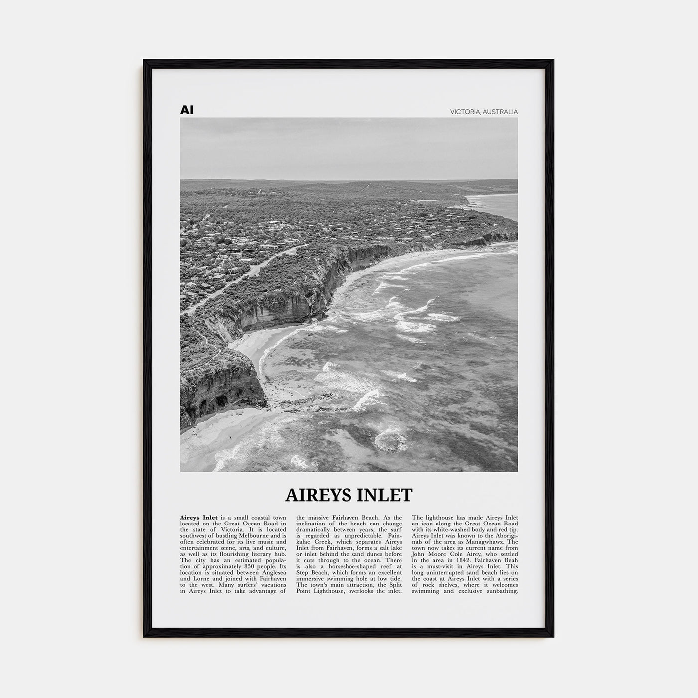 Aireys Inlet Travel B&W Poster