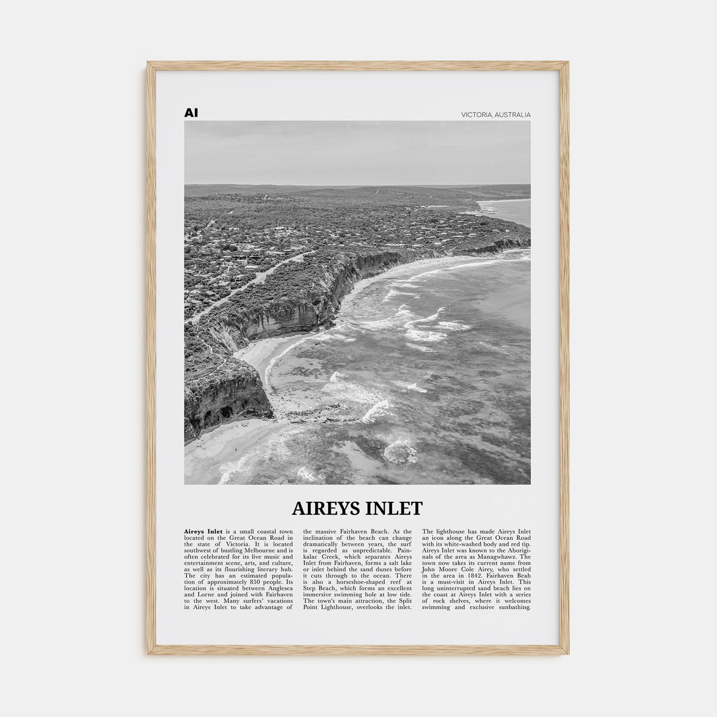 Aireys Inlet Travel B&W Poster