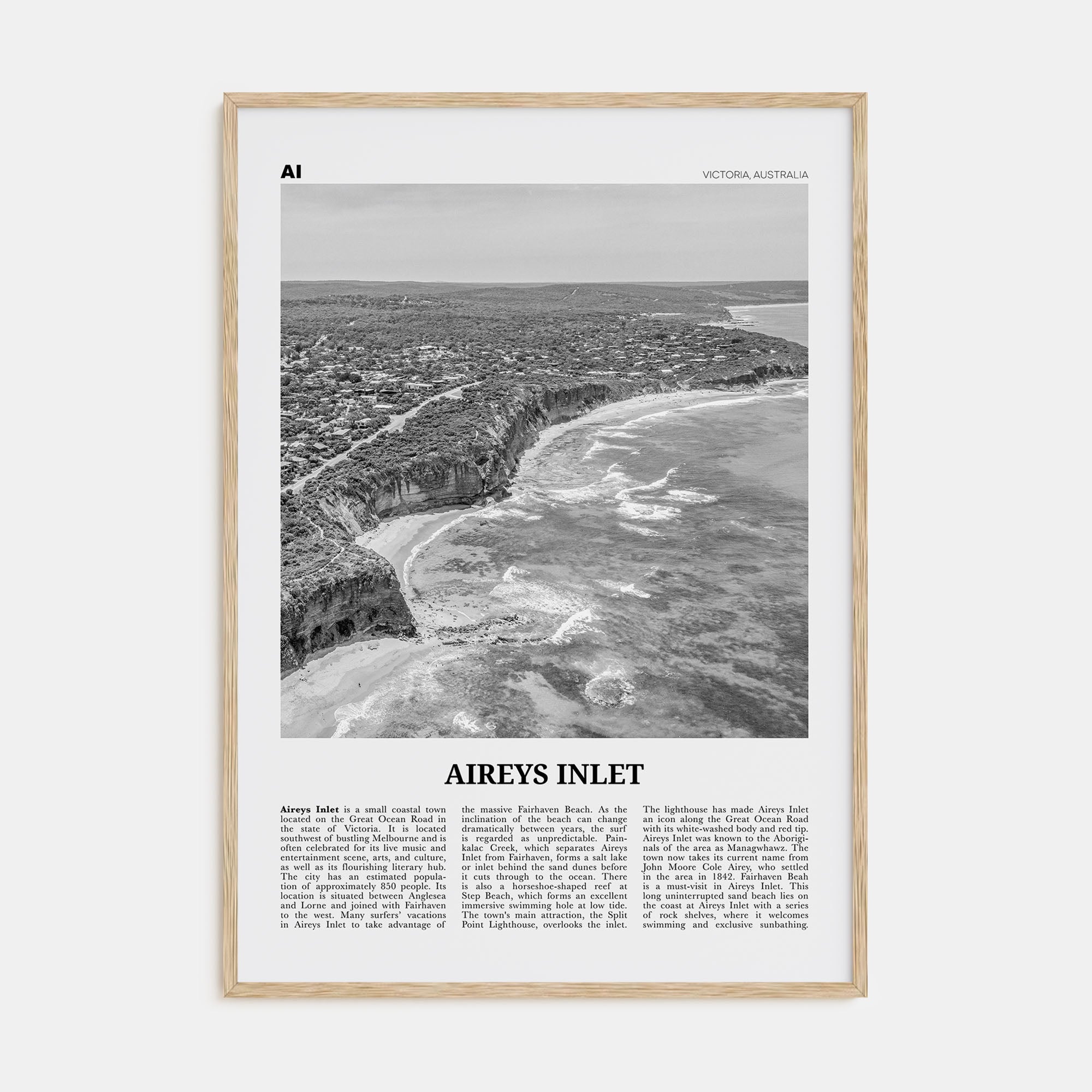 Aireys Inlet Travel B&W Poster