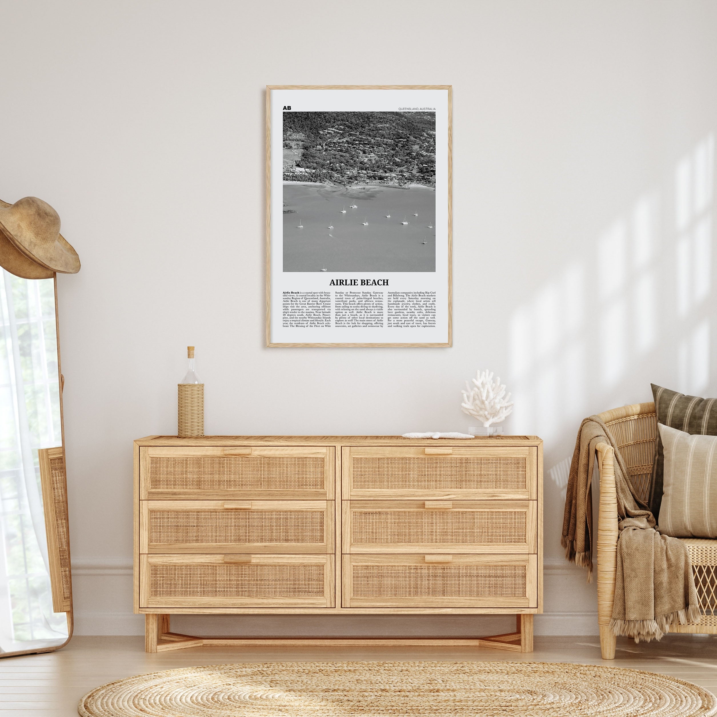 Airlie Beach Travel B&W Poster