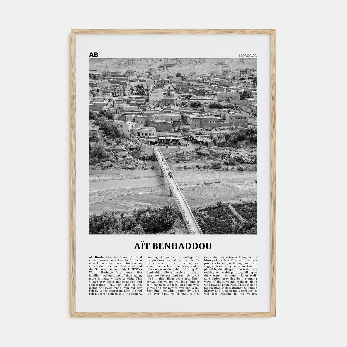 Aït Benhaddou Travel B&W Poster