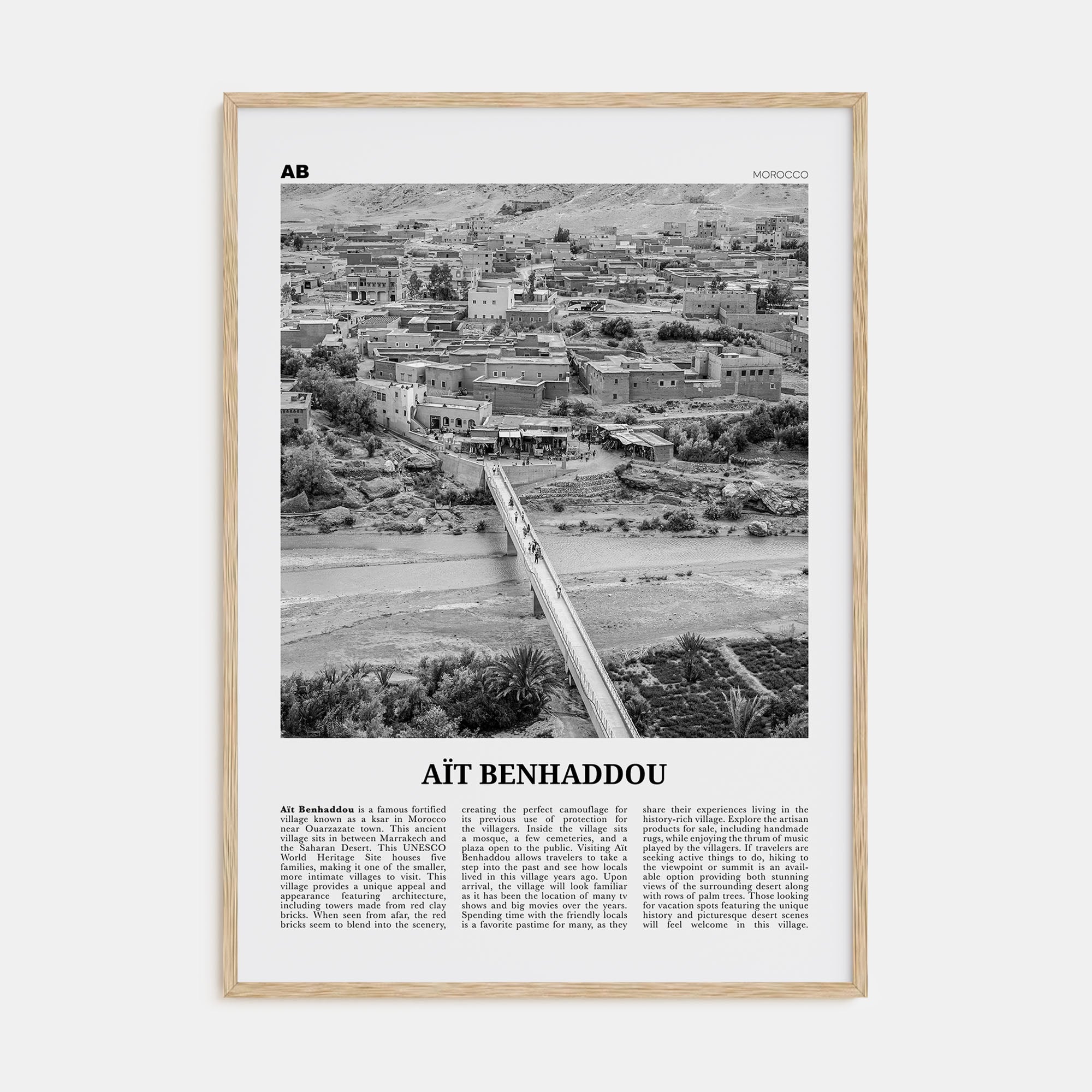 Aït Benhaddou Travel B&W Poster