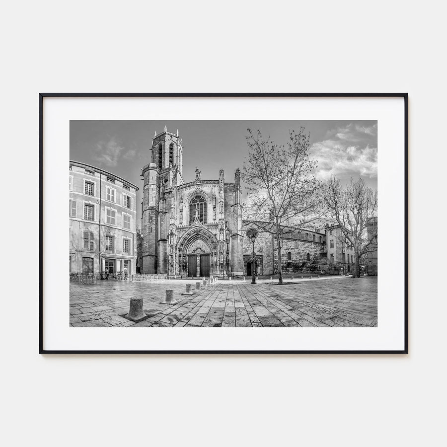 Aix-en-Provence Landscape B&W Poster