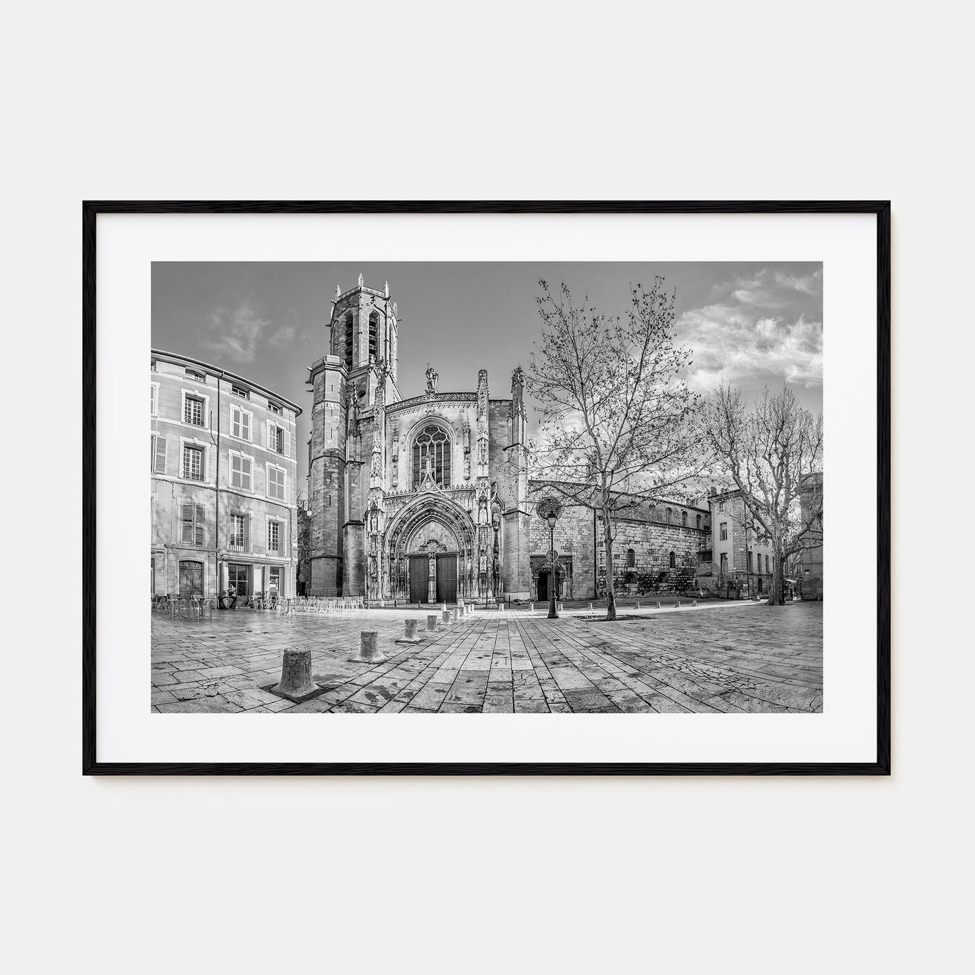 Aix-en-Provence Landscape B&W Poster