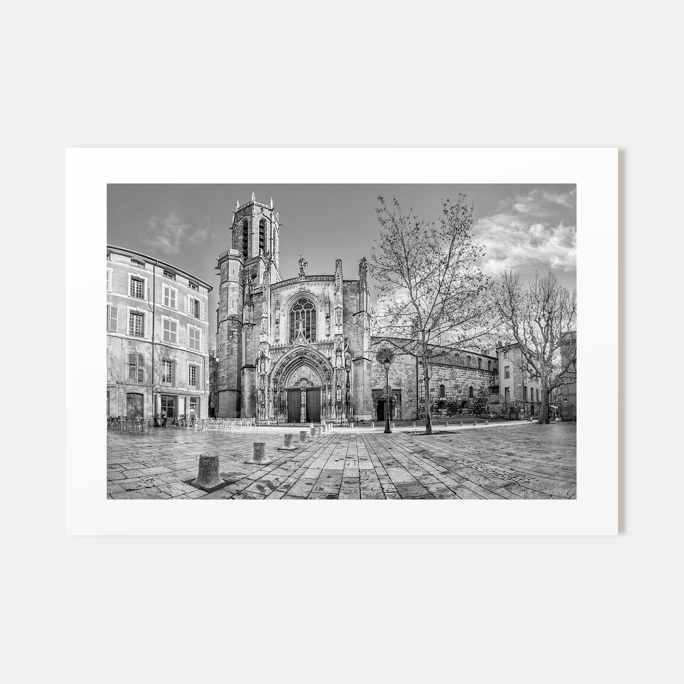 Aix-en-Provence Landscape B&W Poster