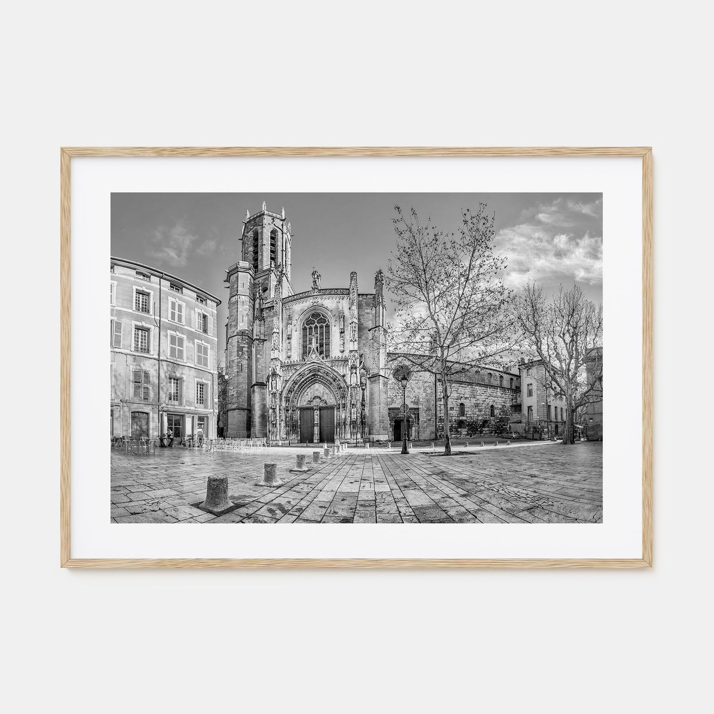 Aix-en-Provence Landscape B&W Poster
