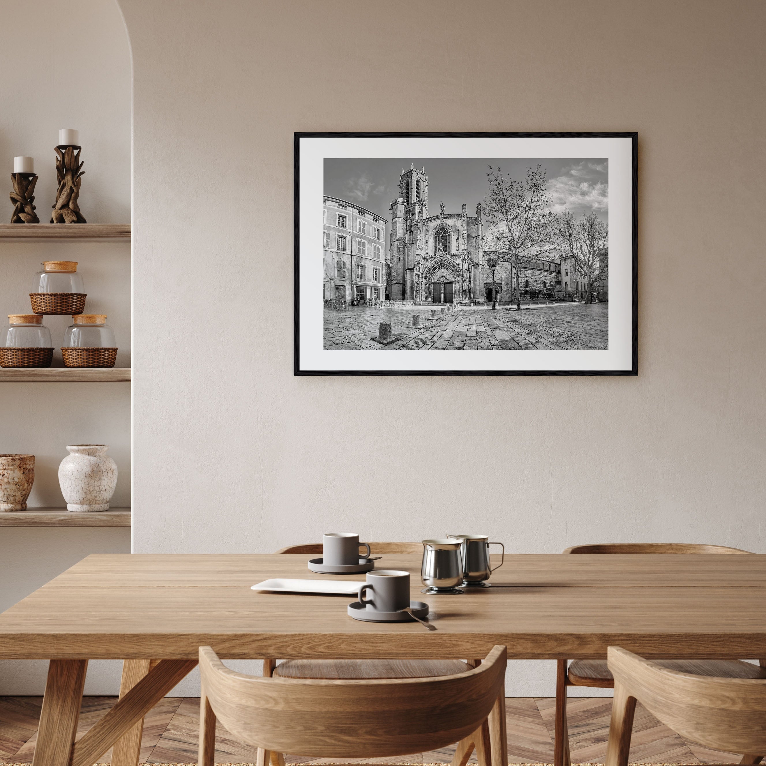 Aix-en-Provence Landscape B&W Poster
