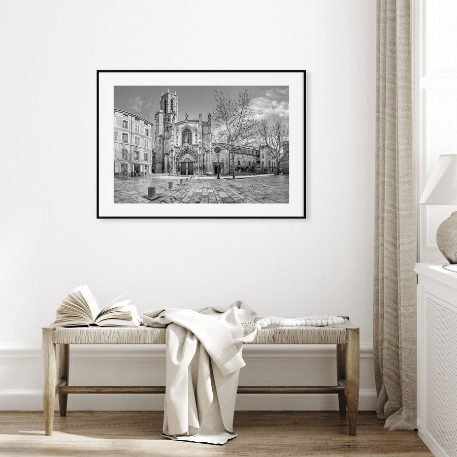 Aix-en-Provence Landscape B&W Poster