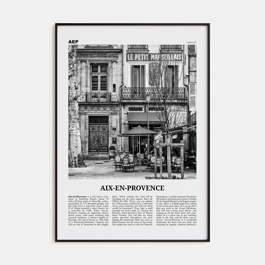 Aix-en-Provence Travel B&W No 1 Poster
