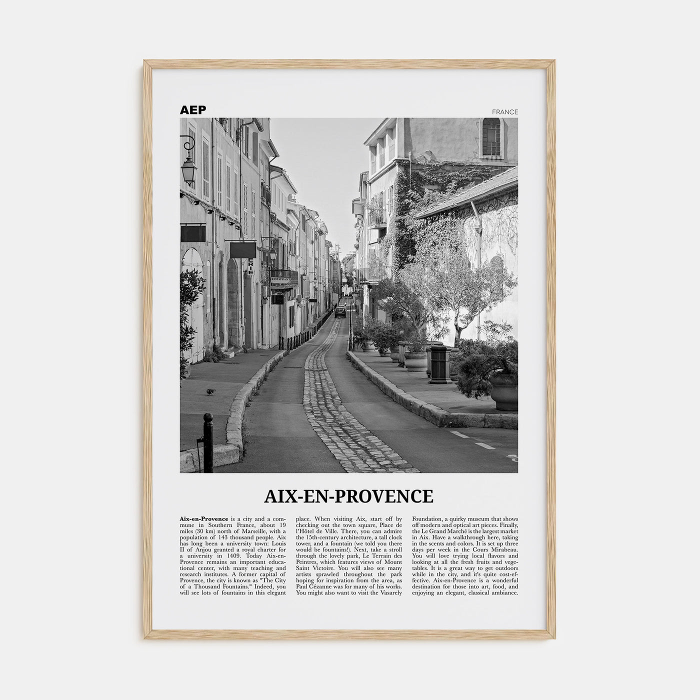 Aix-en-Provence Travel B&W No 2 Poster