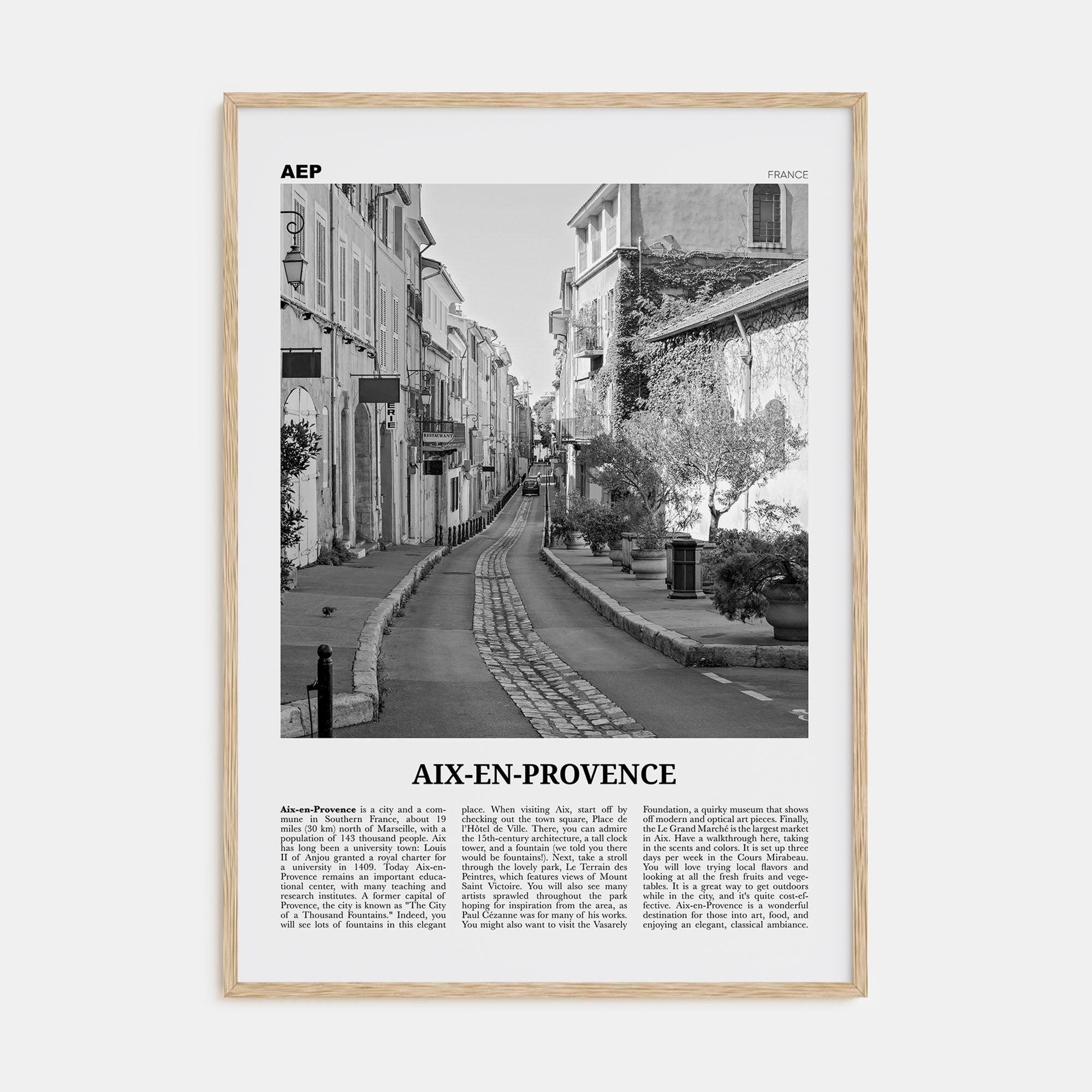 Aix-en-Provence Travel B&W No 2 Poster