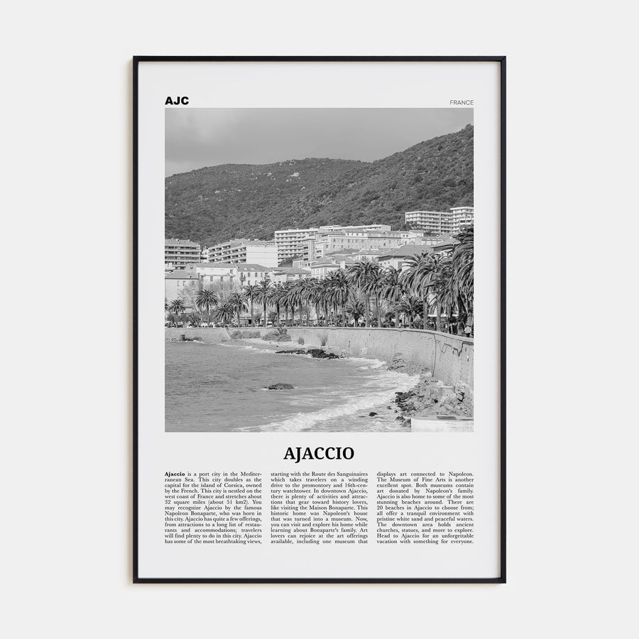 Ajaccio Travel B&W Poster
