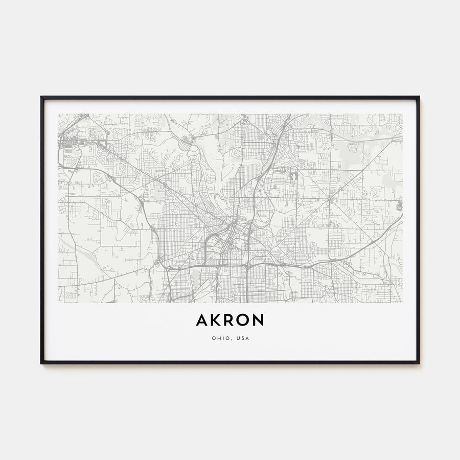 Akron Map Landscape Poster
