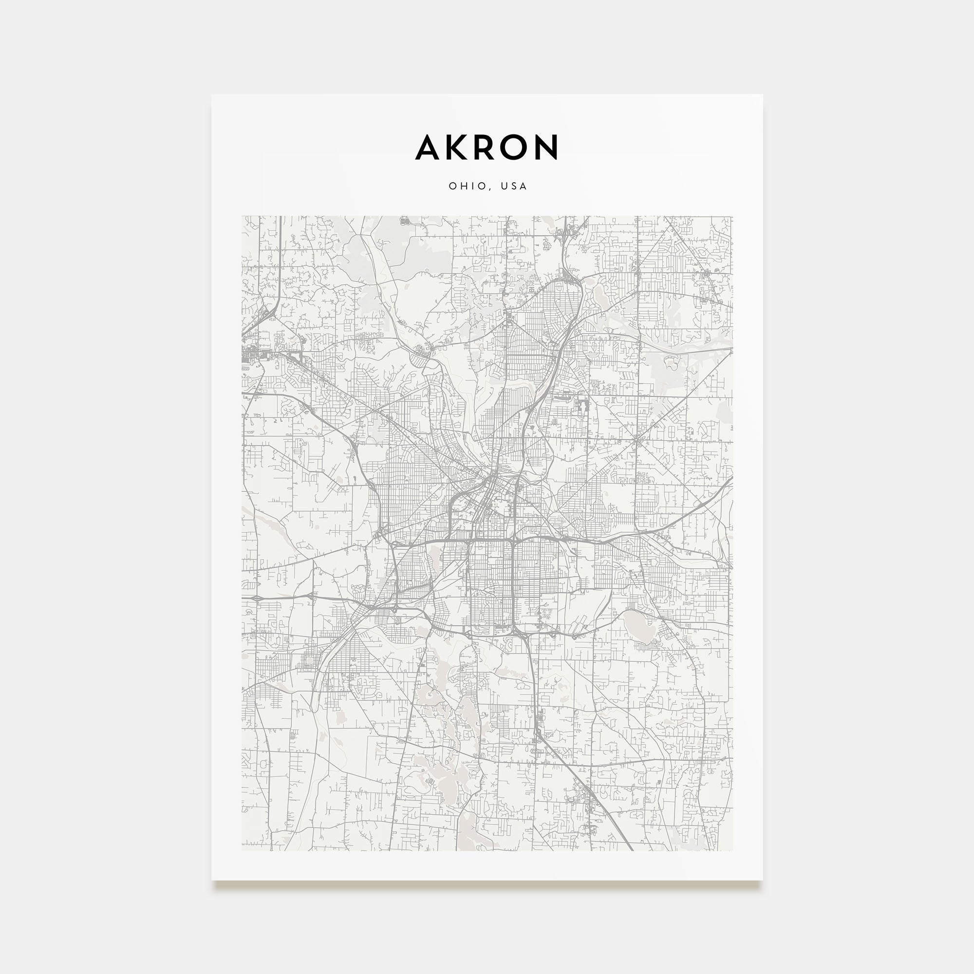 Akron Map Portrait Poster