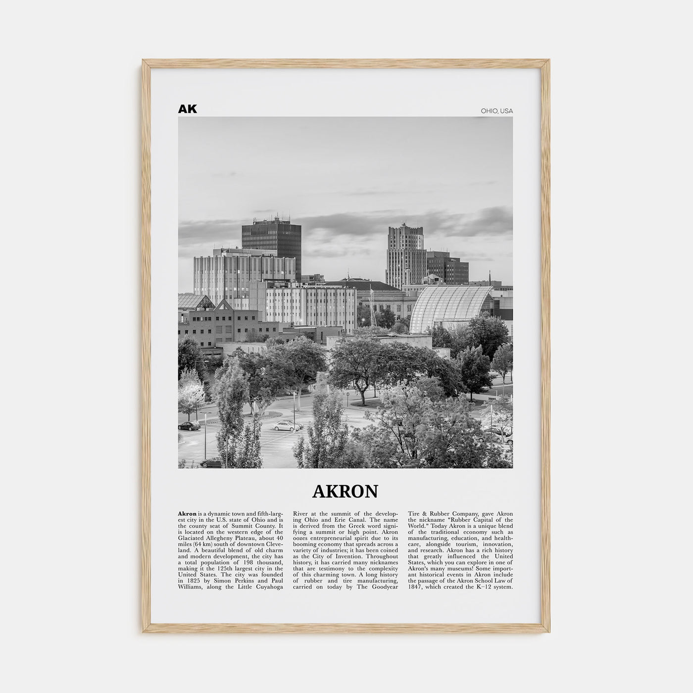 Akron Travel B&W Poster