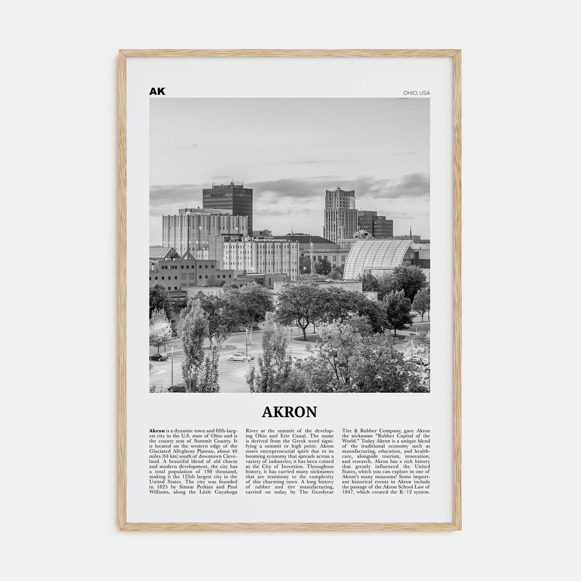 Akron Travel B&W Poster