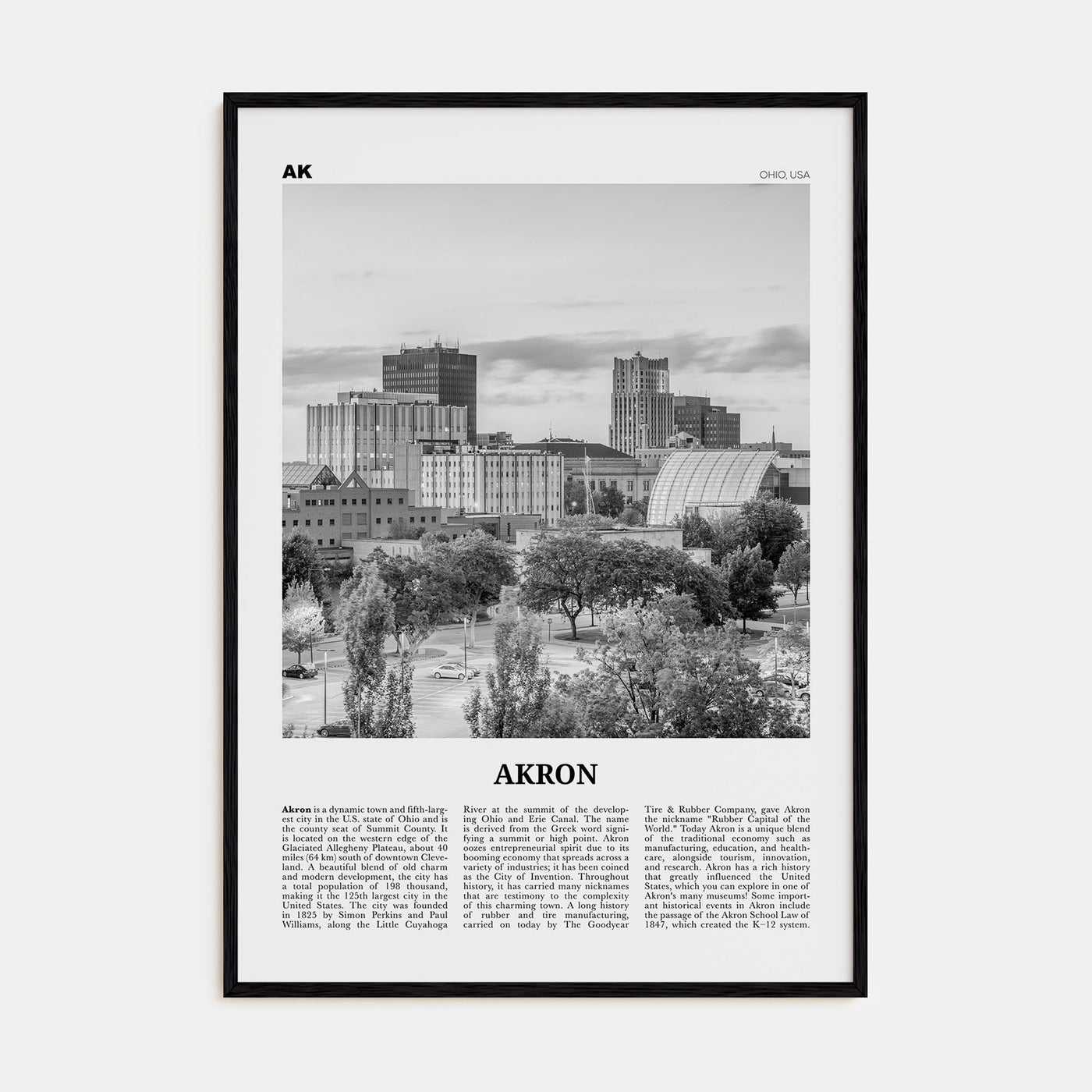 Akron Travel B&W Poster