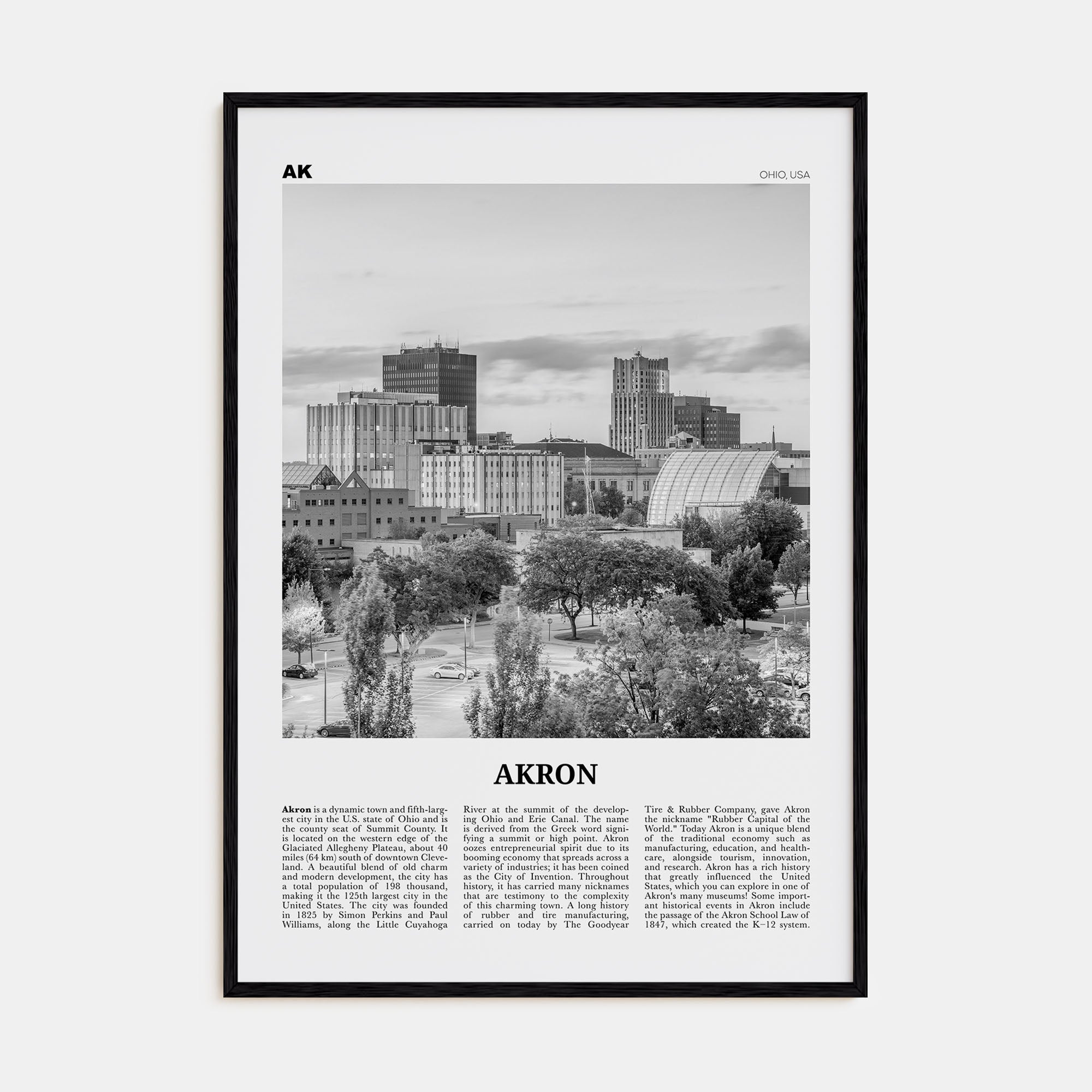 Akron Travel B&W Poster