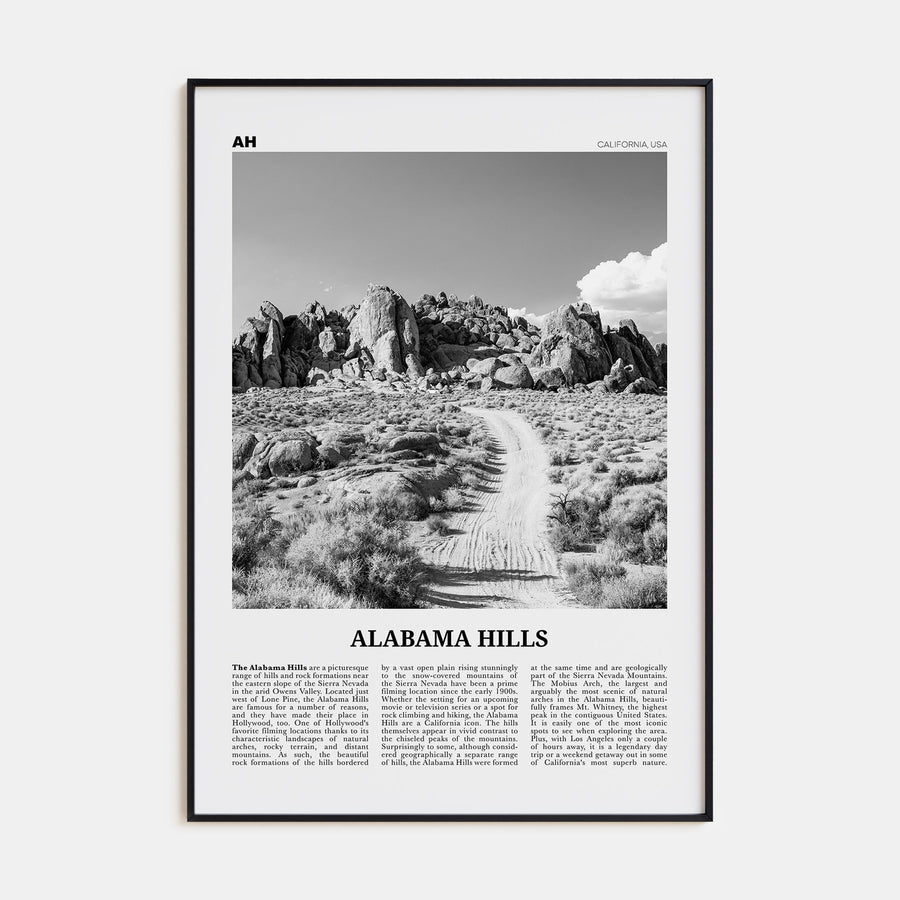Alabama Hills Travel B&W Poster