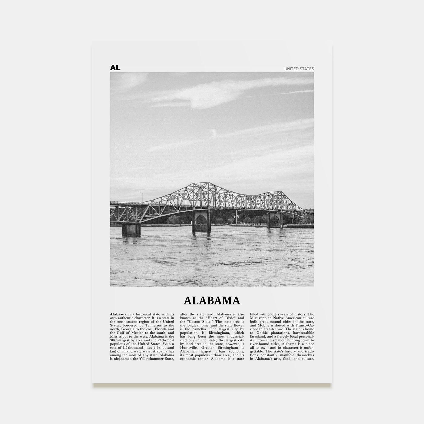 Alabama Travel B&W No 2 Poster