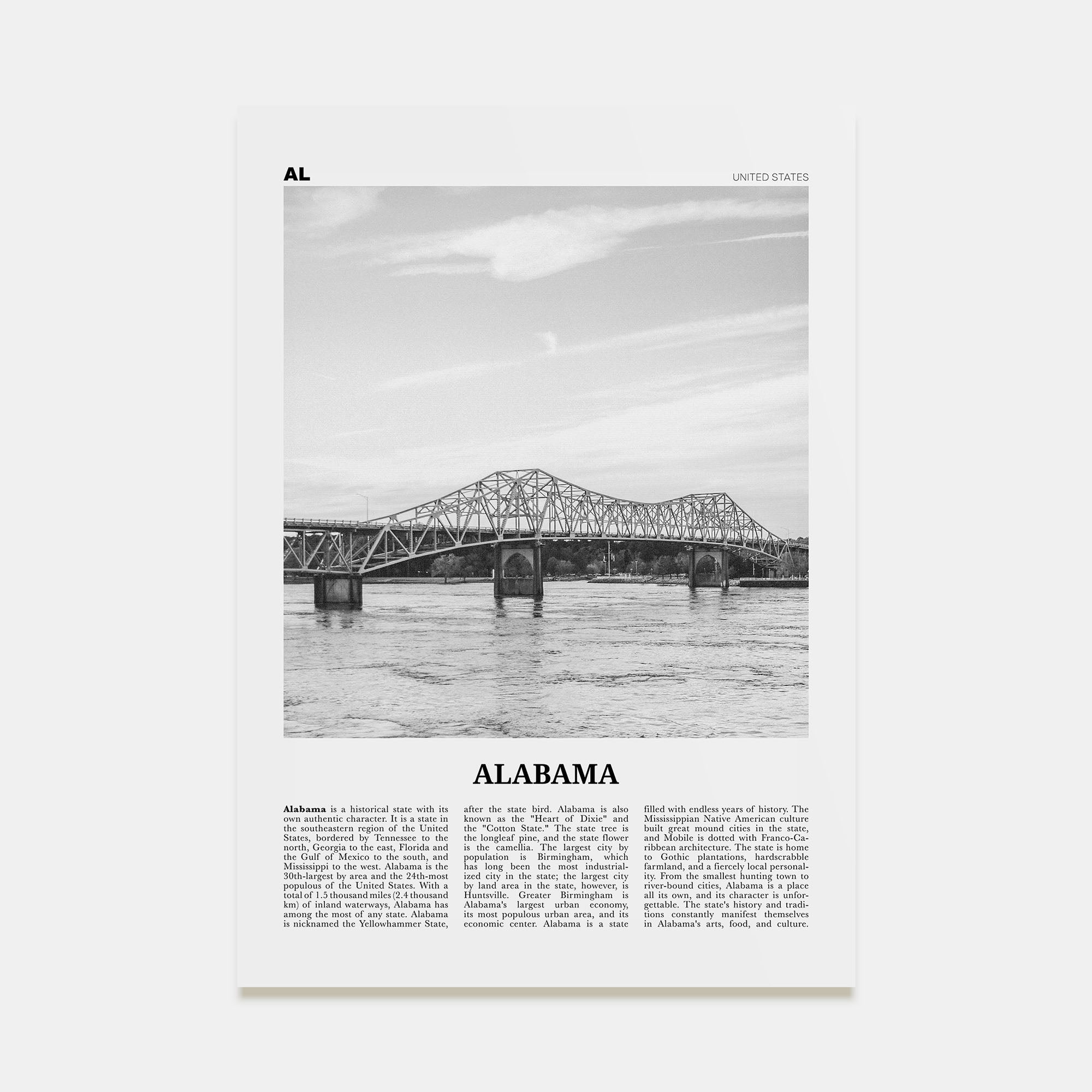 Alabama Travel B&W No 2 Poster
