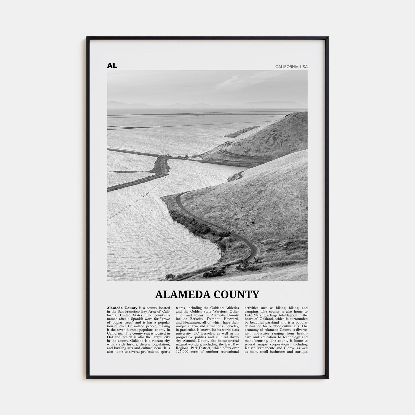 Alameda County Travel B&W Poster
