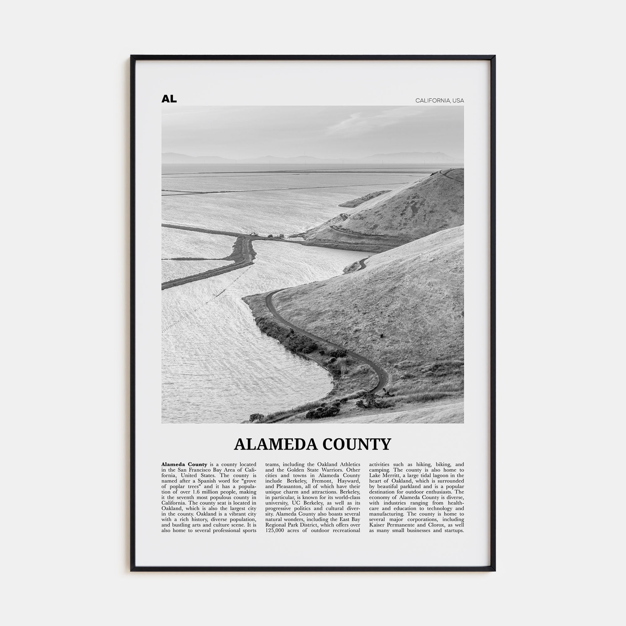 Alameda County Travel B&W Poster