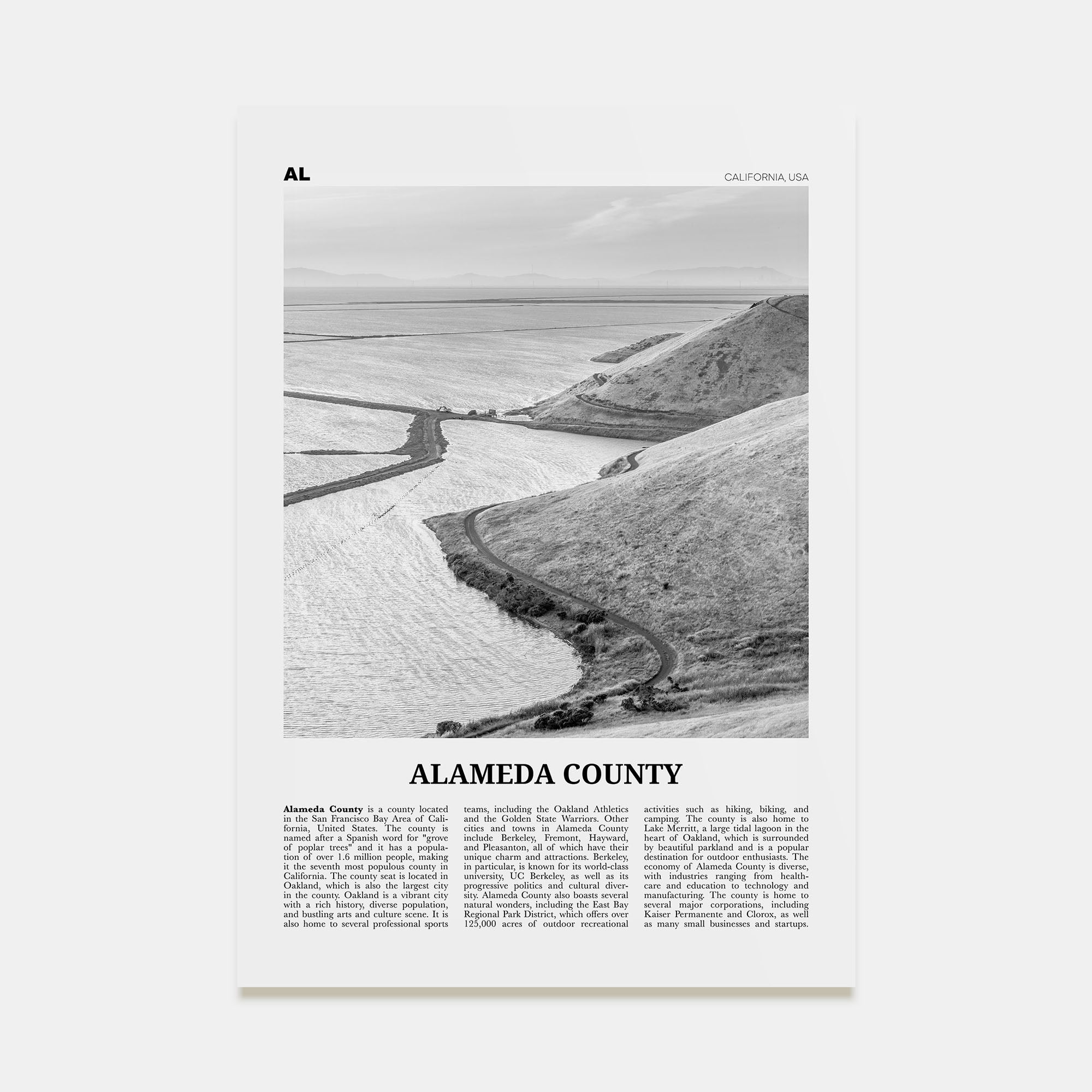 Alameda County Travel B&W Poster