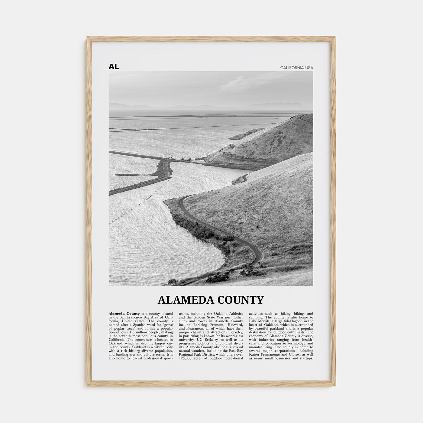 Alameda County Travel B&W Poster