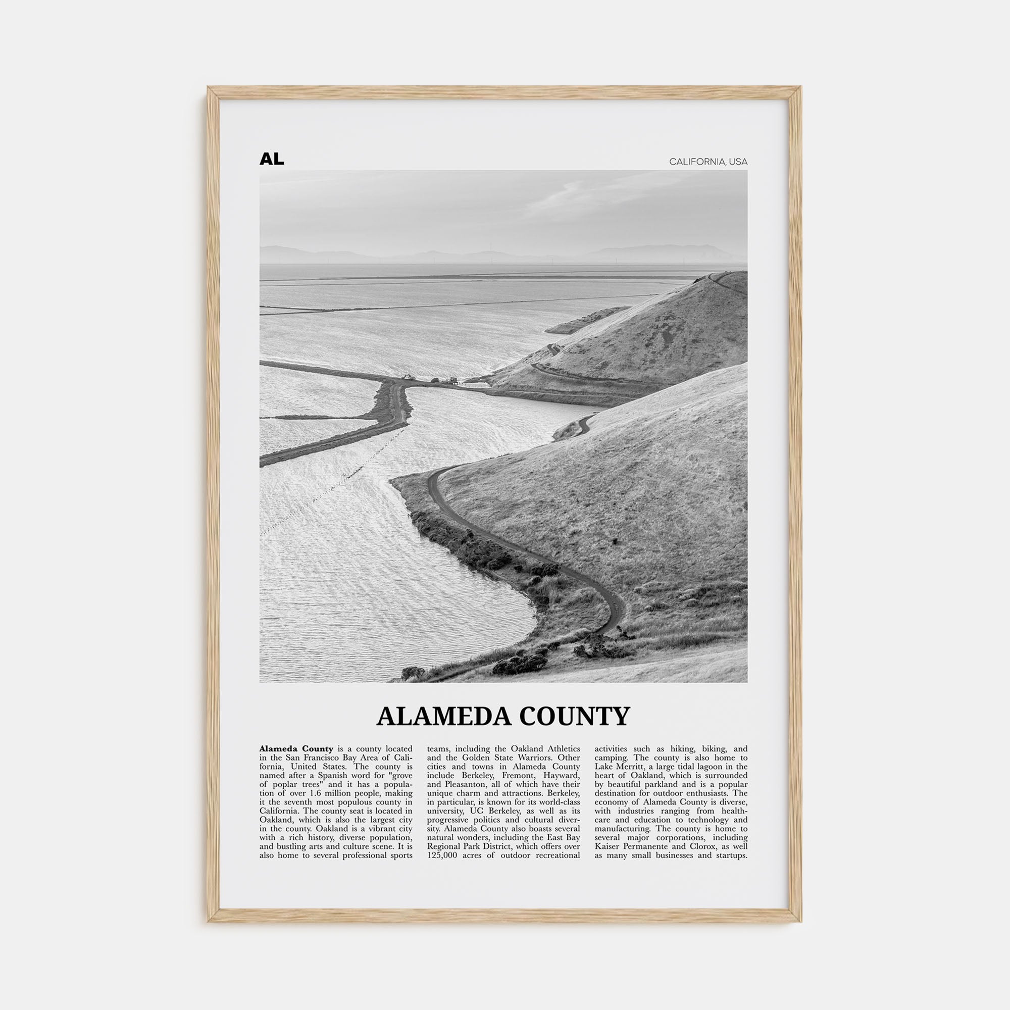 Alameda County Travel B&W Poster
