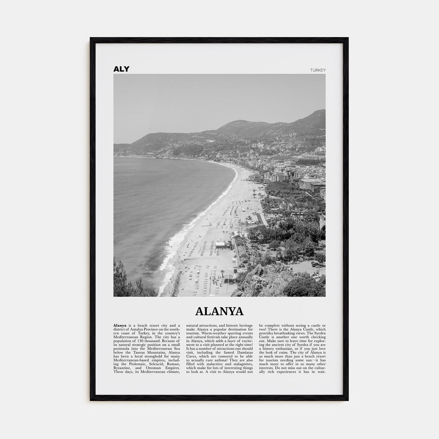 Alanya Travel B&W Poster