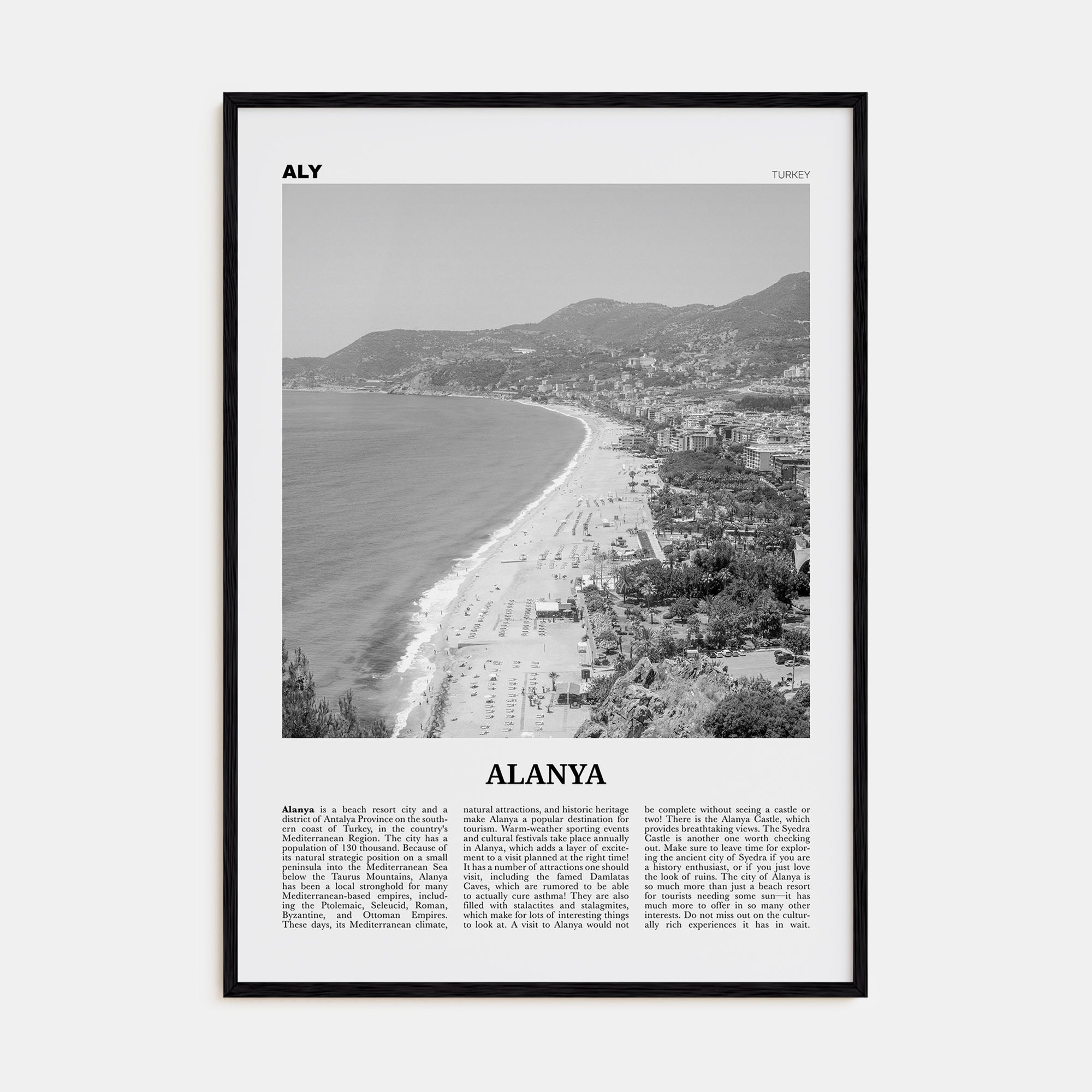 Alanya Travel B&W Poster