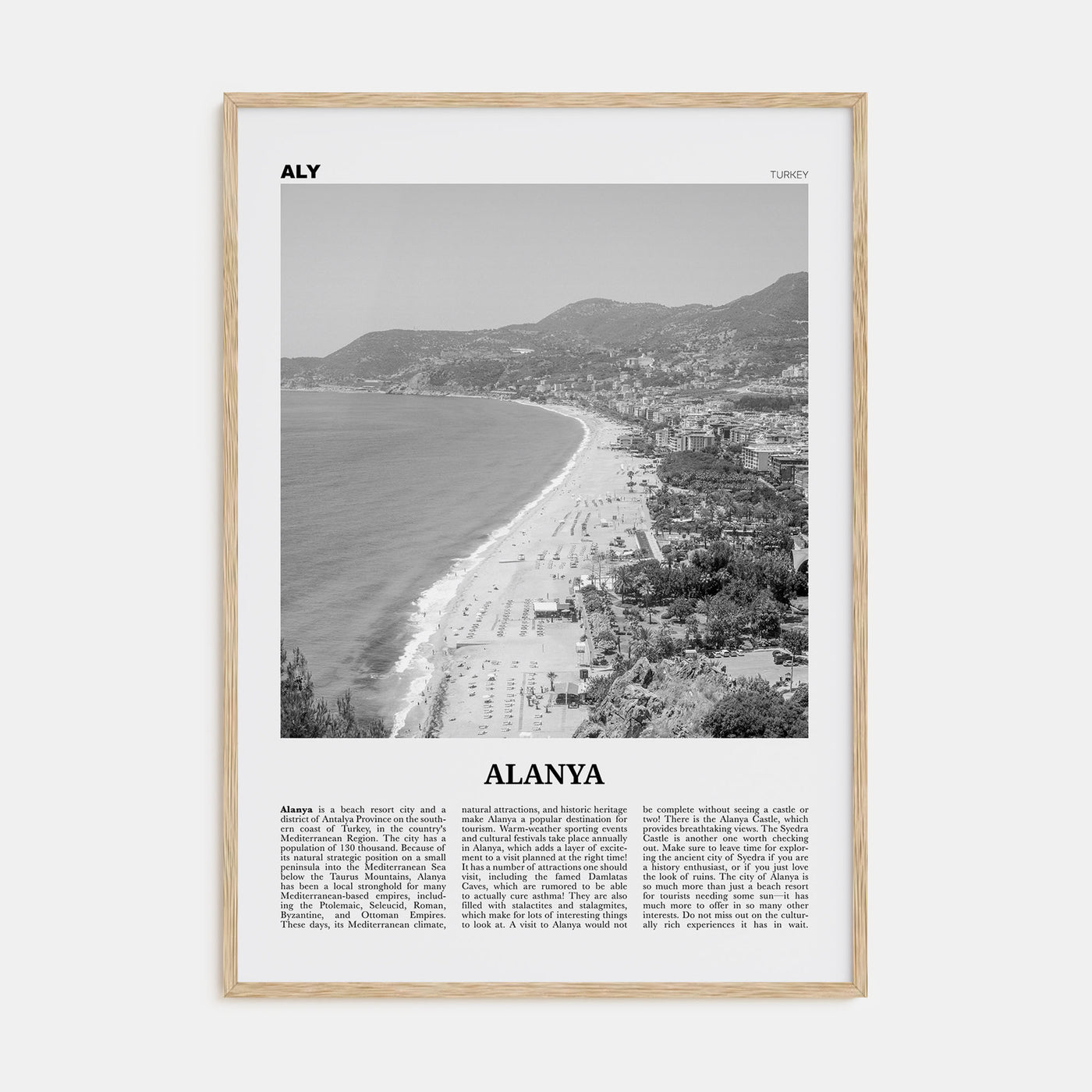 Alanya Travel B&W Poster