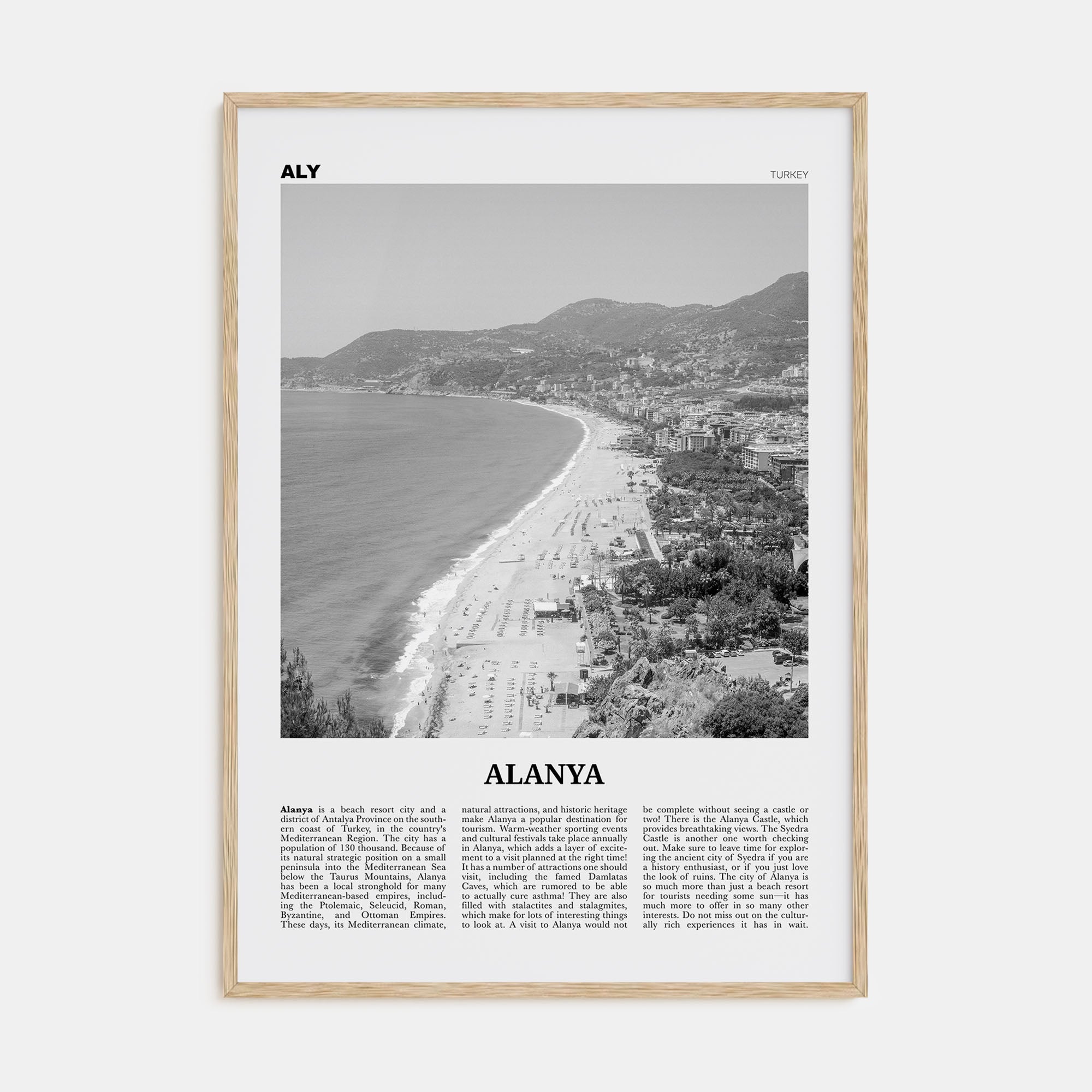 Alanya Travel B&W Poster