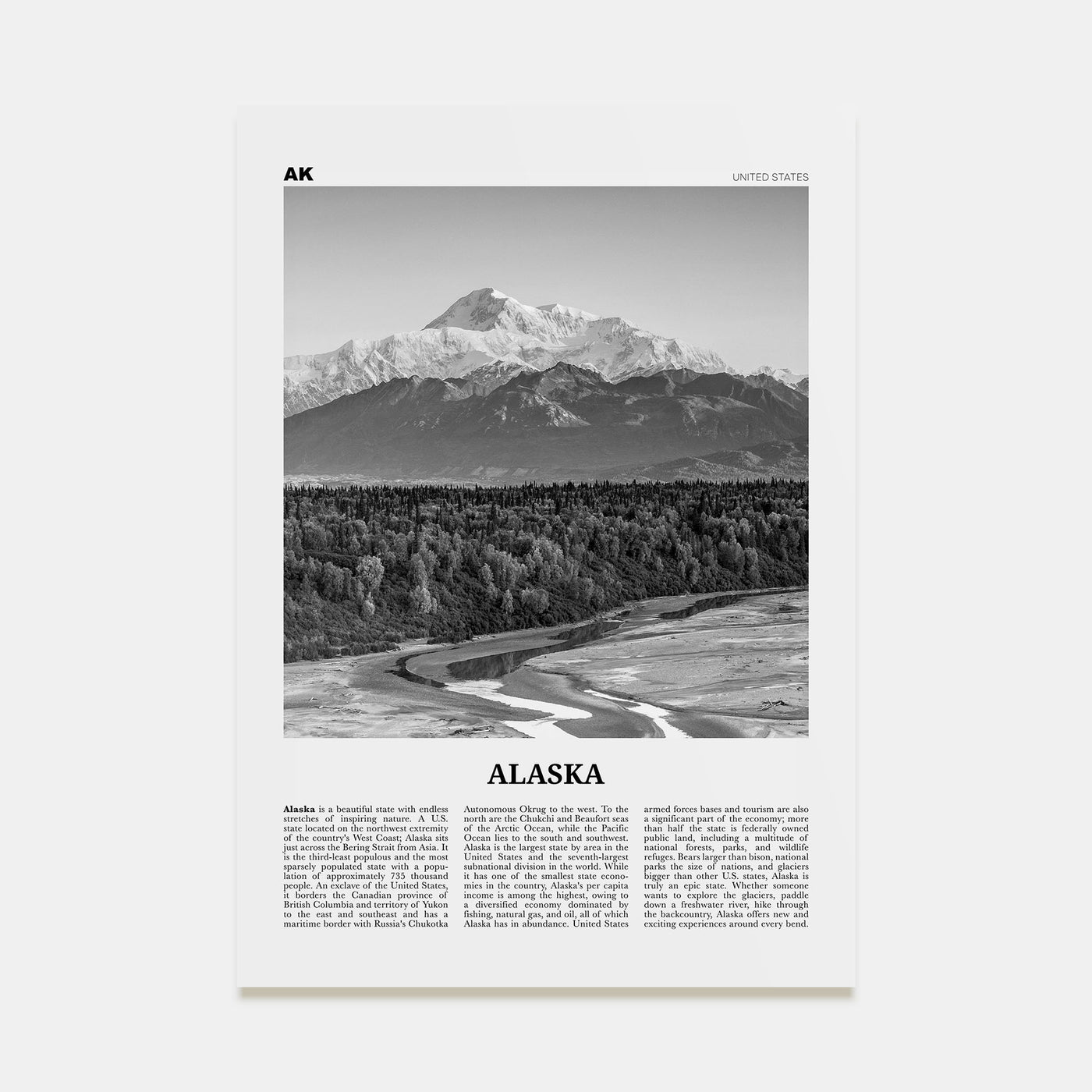 Alaska Travel B&W No 3 Poster