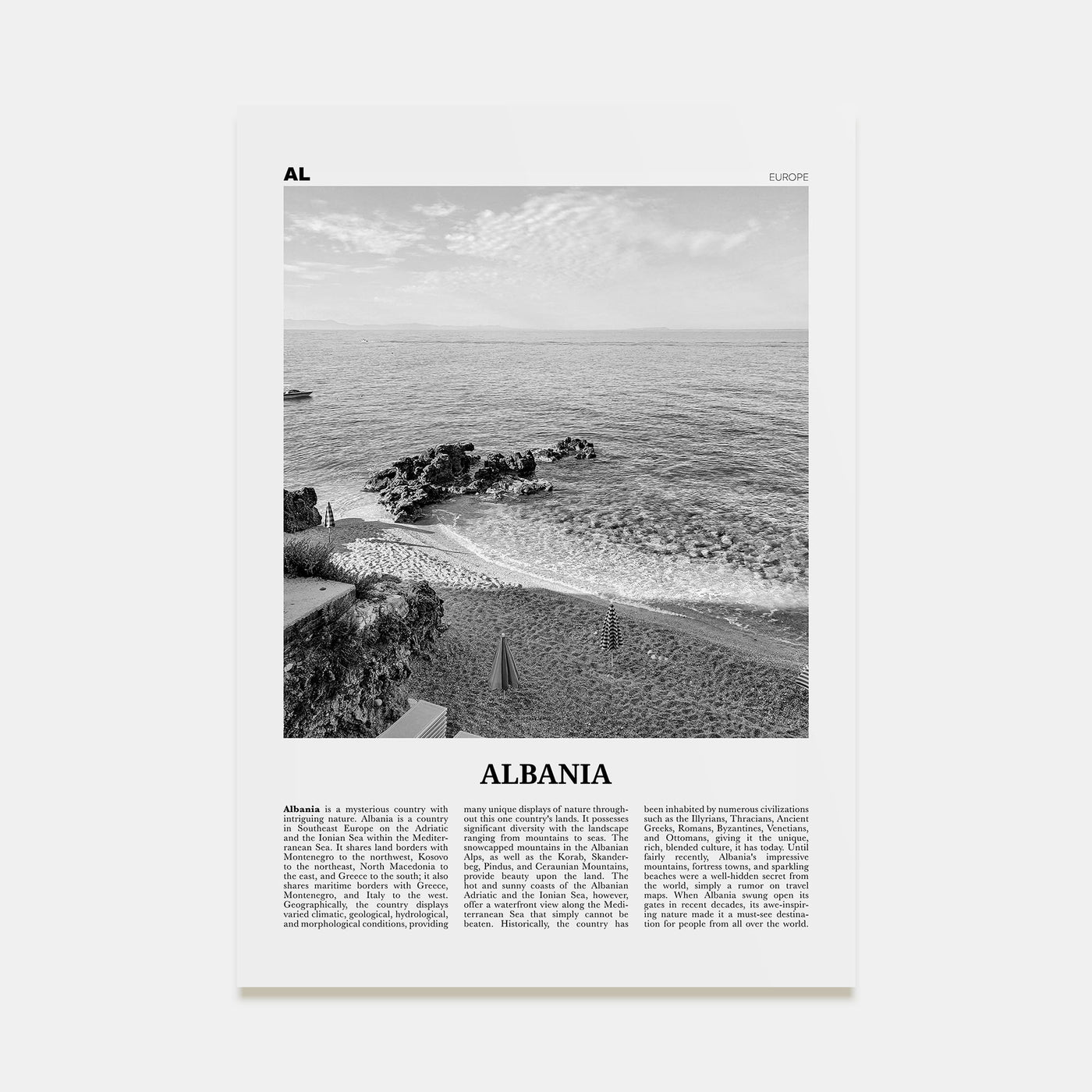 Albania Travel B&W No 2 Poster