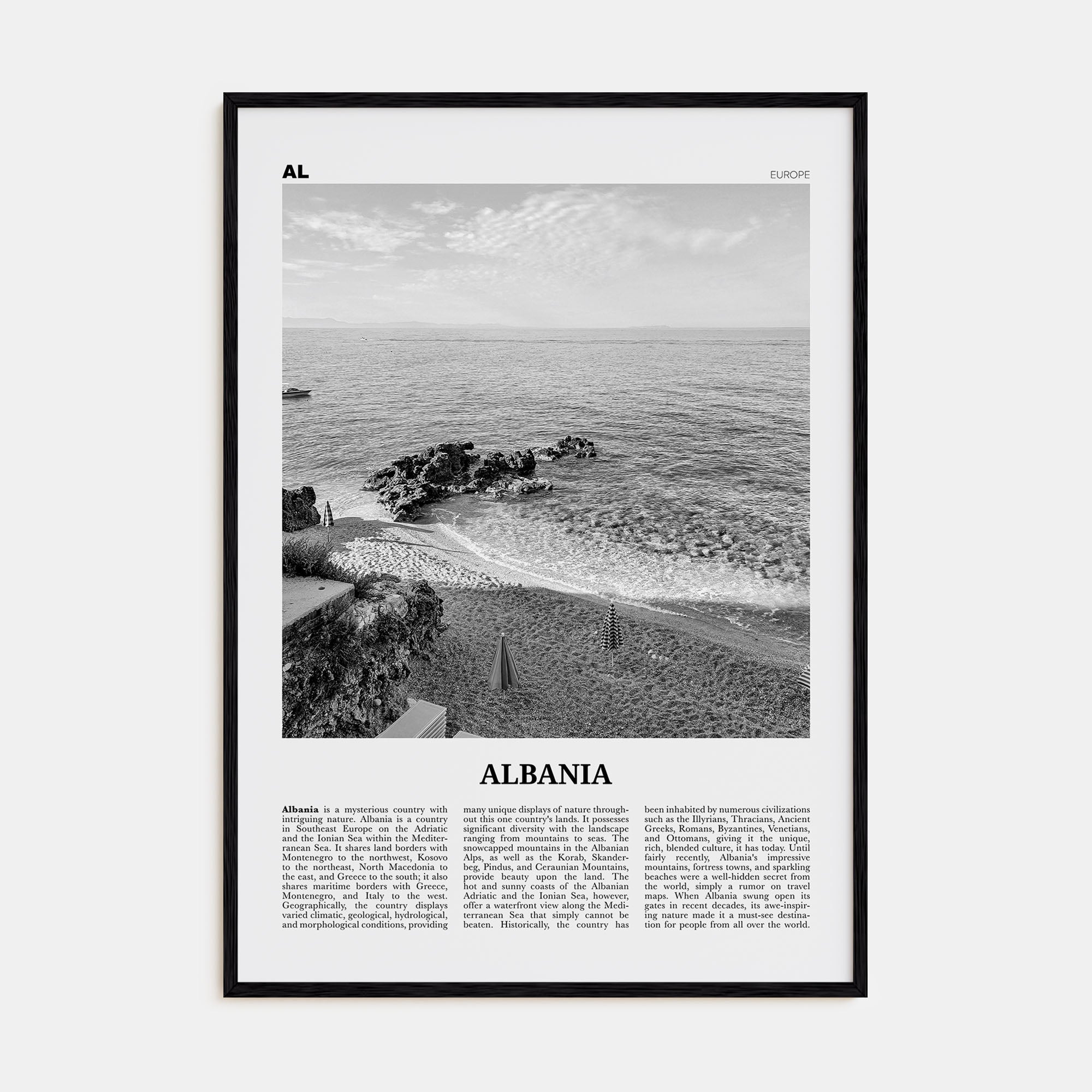 Albania Travel B&W No 2 Poster