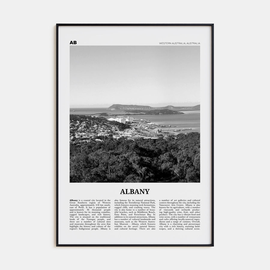 Albany, Australia Travel B&W Poster