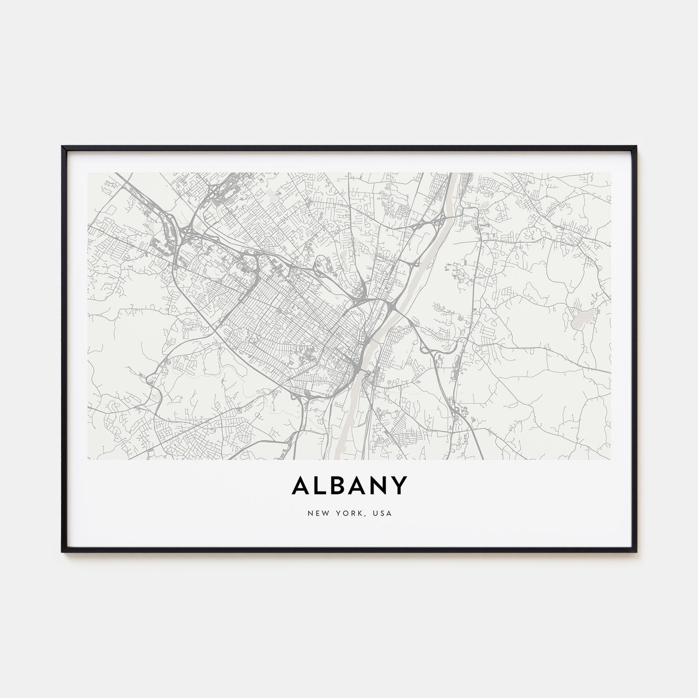 Albany, New York Map Landscape Poster
