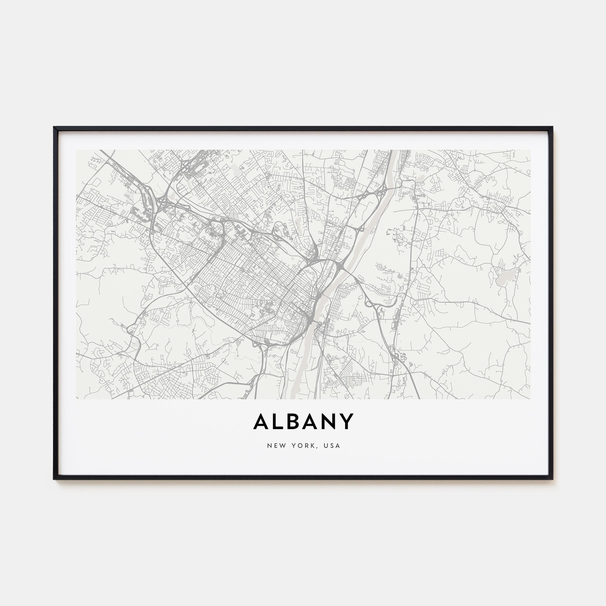 Albany, New York Map Landscape Poster