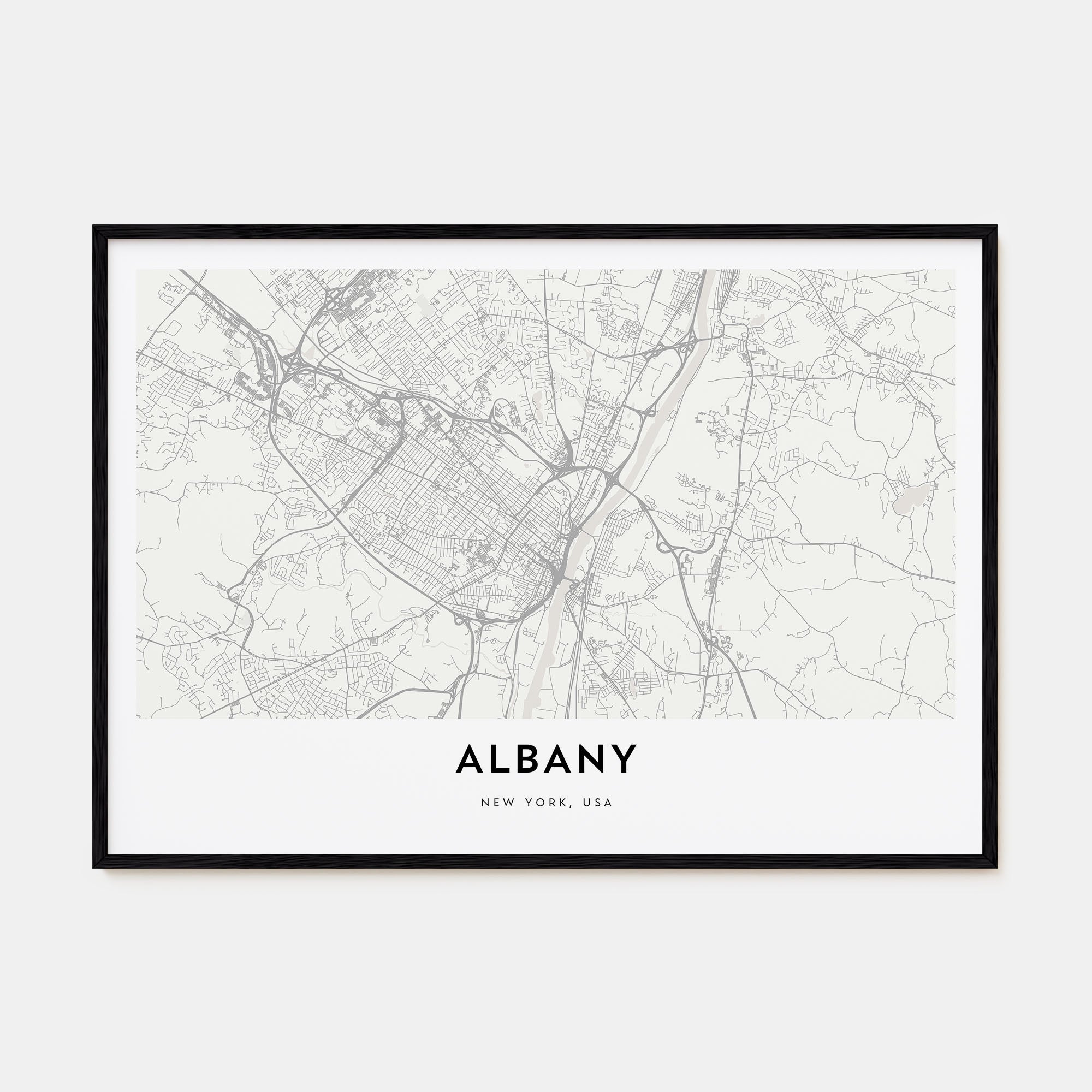 Albany, New York Map Landscape Poster