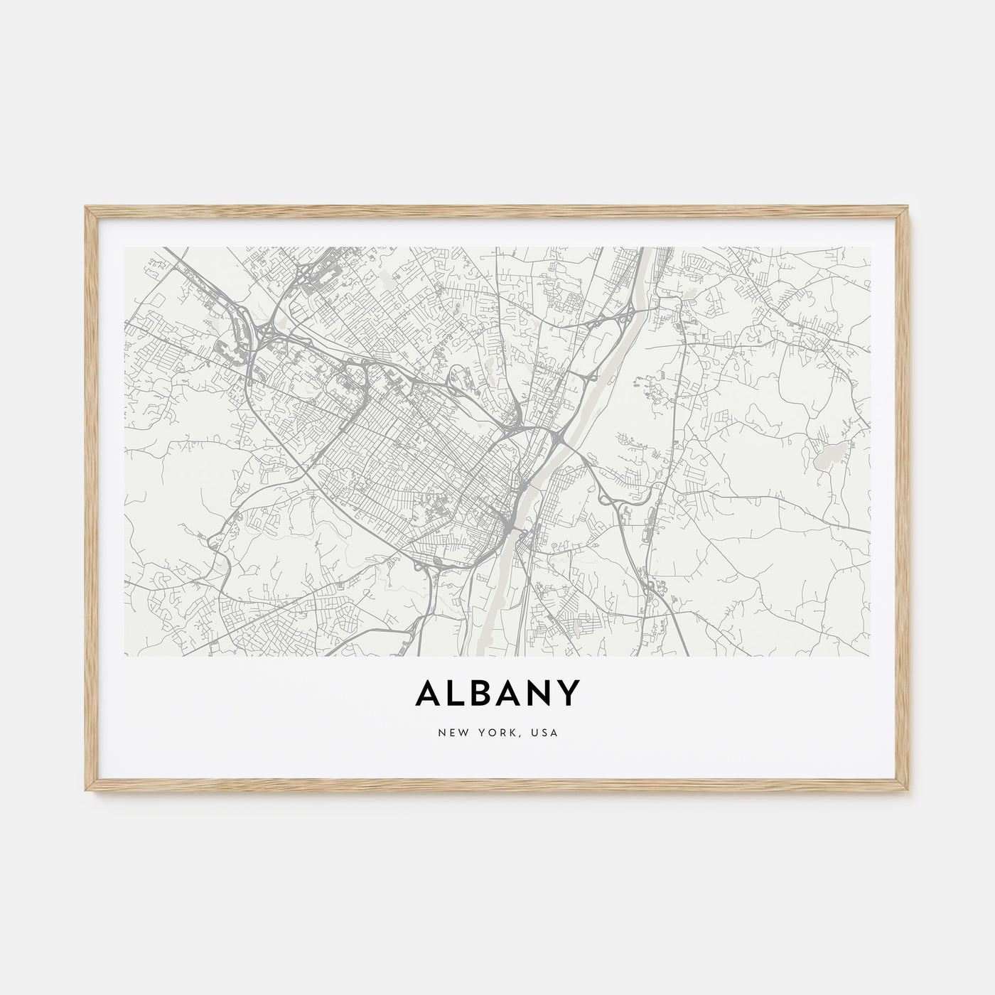 Albany, New York Map Landscape Poster