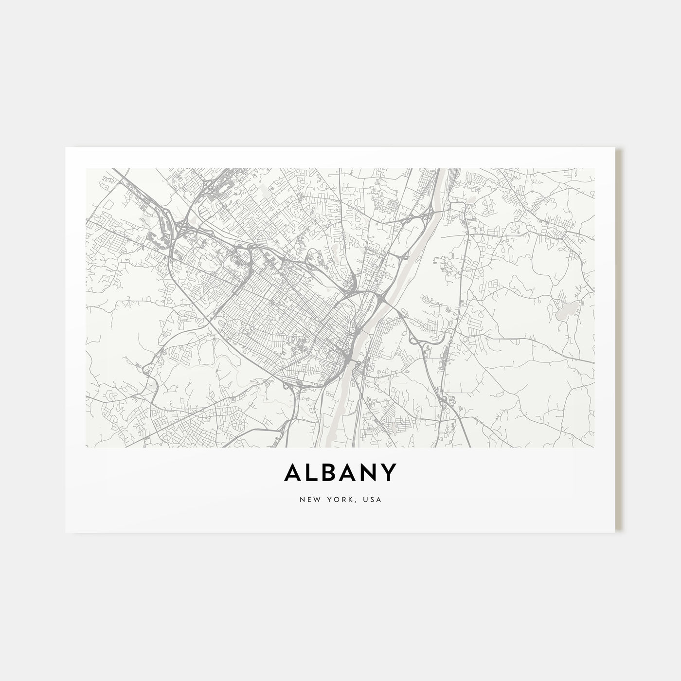 Albany, New York Map Landscape Poster