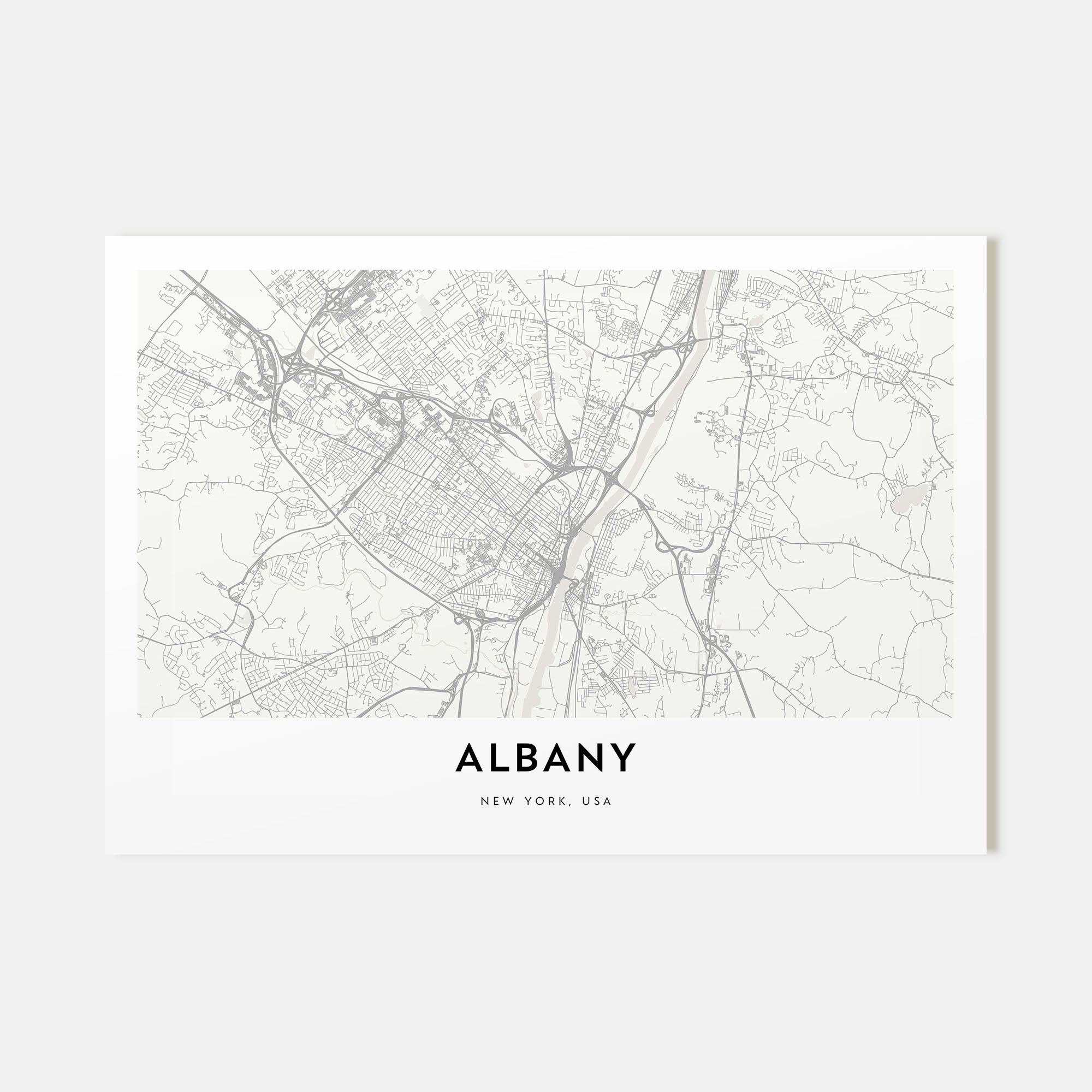 Albany, New York Map Landscape Poster