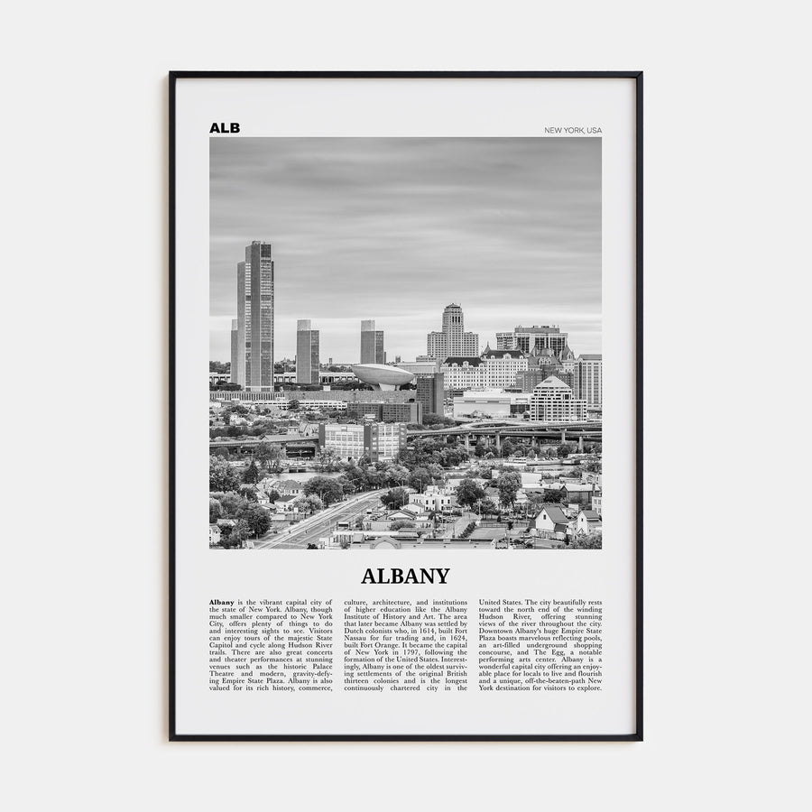 Albany, New York Travel B&W Poster